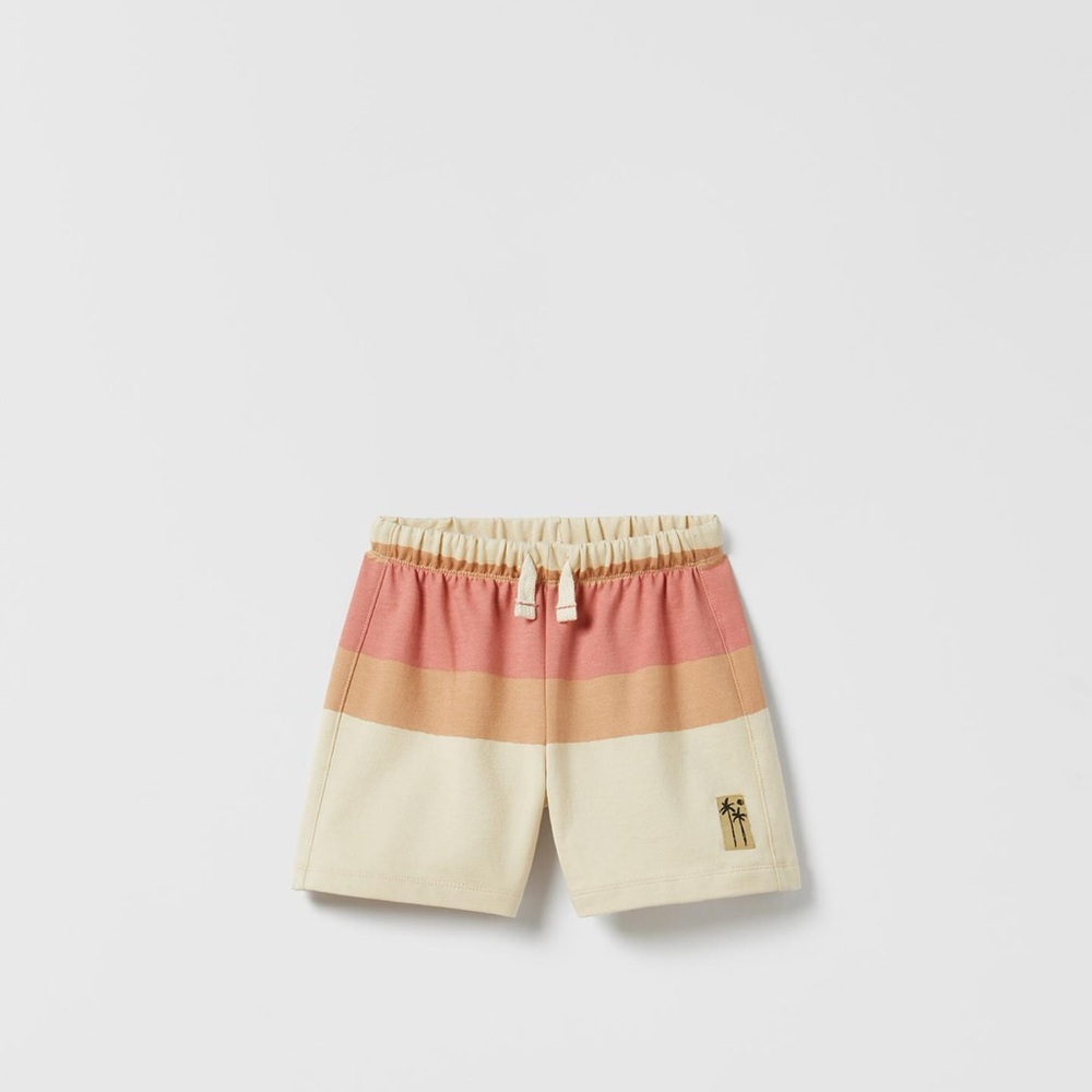 Zara Kids Striped Shorts in Pink and Tan